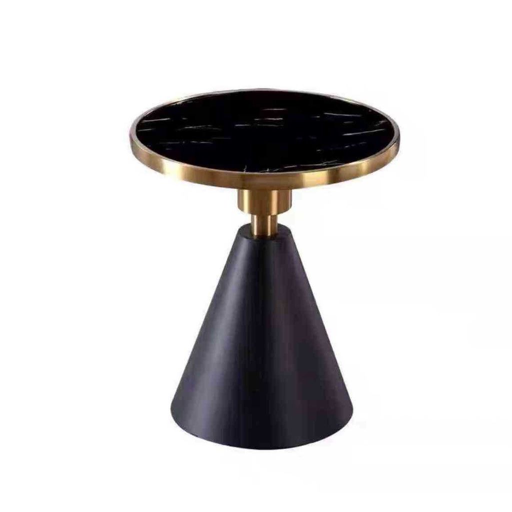 Bàn Trà Side Table Bàn Nhỏ Góc Phòng Đá Phối Kim Loại Phong Cách Ý Đá Kiểu Xòe Đen