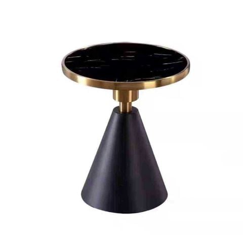 Bàn Trà Side Table Bàn Nhỏ Góc Phòng Đá Phối Kim Loại Phong Cách Ý Đá Kiểu Xòe Đen
