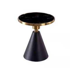 Bàn Trà Side Table Bàn Nhỏ Góc Phòng Đá Phối Kim Loại Phong Cách Ý Đá Kiểu Xòe Đen
