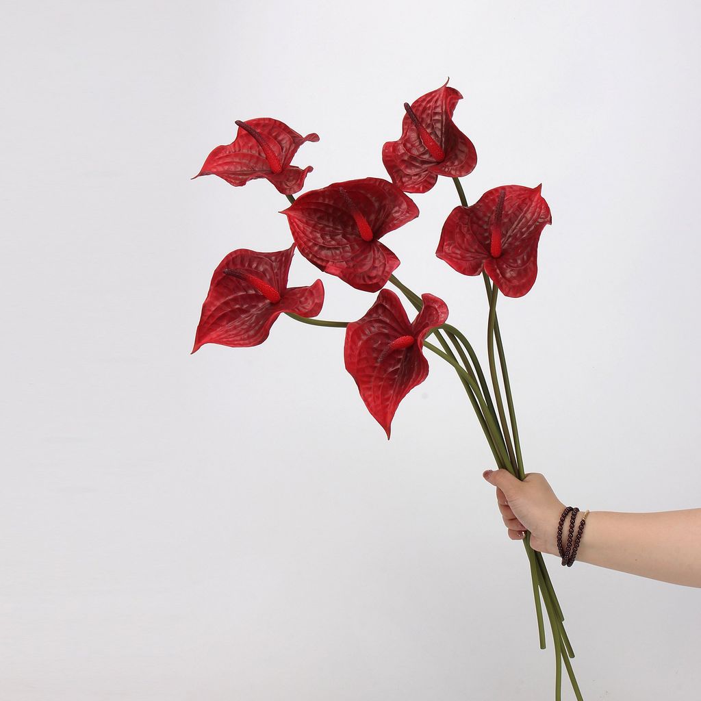 Cành Hoa Môn Đỏ PU Cao Cấp
