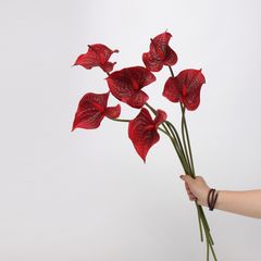 Cành Hoa Môn Đỏ PU Cao Cấp