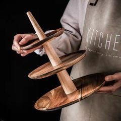 Kệ Khay Gỗ Để Bánh Trang Trí Bàn Tiệc Nhiều Tầng