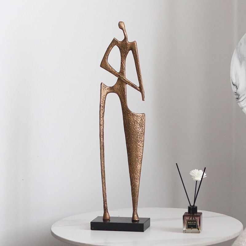 Tượng Decor Lớn Metal Hình Người Trừu Tượng Vàng