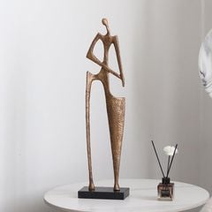 Tượng Decor Lớn Metal Hình Người Trừu Tượng Vàng