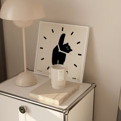 Đồng Hồ Treo Tường Phong Cách Bắc Âu Trắng Đen Hình Mèo