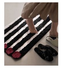 Thảm Lau Chân Dệt Lông Siêu Thấm Decor Các Vị Trí Trong Nhà Sọc Đen