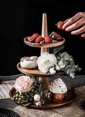 Kệ Khay Gỗ Để Bánh Trang Trí Bàn Tiệc Nhiều Tầng