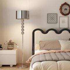 Đèn Sàn Inox Mạ Điện Phong Cách Retro Khối Tròn Thân Đèn