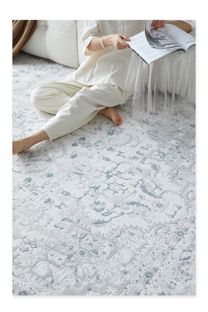 Thảm Trải Sàn Thổ Nhĩ Kỳ Hoa Văn Xanh Navy