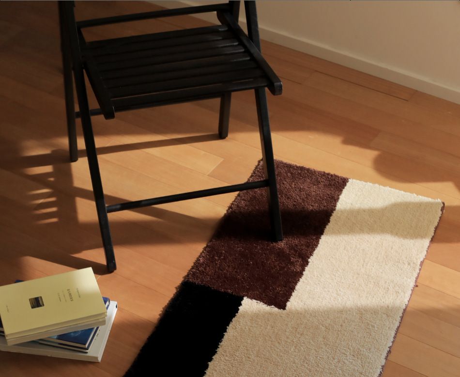 Thảm Sợi Lông Len Họa Tiết Hình Học Nâu Trang Trí Phòng Ngủ