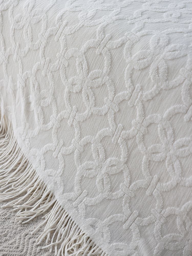 Chăn Len Dệt Kim Dập Sợi Hoa Văn Tròn