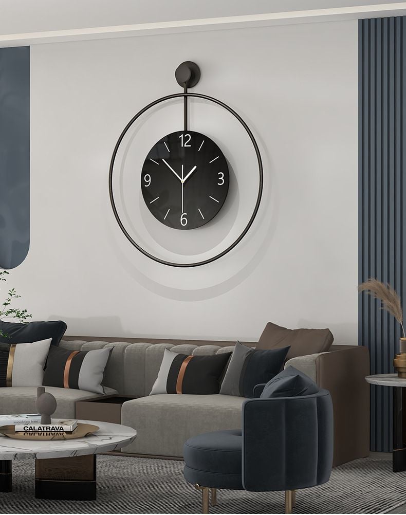 Đồng Hồ Treo Tường Tối Giản Minimalist Phối Vòng Kim Loại