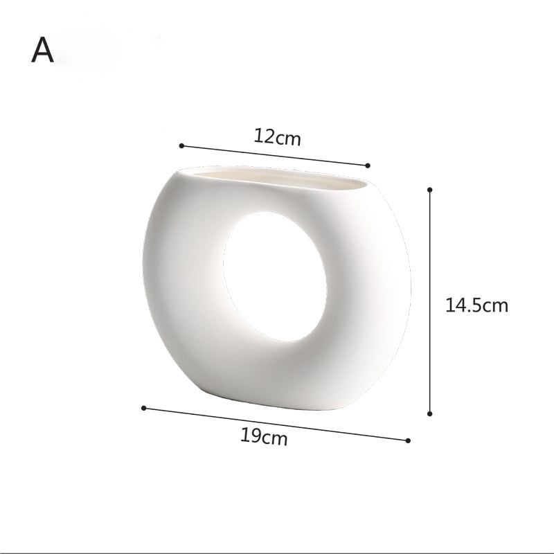 Bình Gốm Trắng Wabi Sabi Tạo Dáng Cách Điệu Decor Hoa Khô