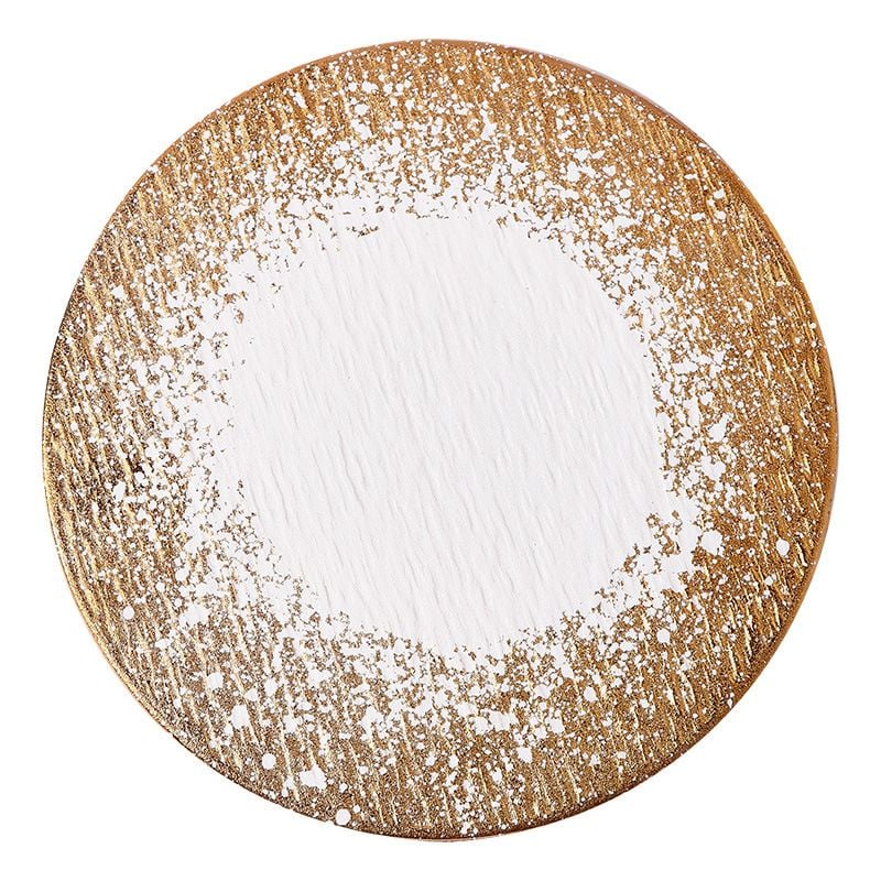 Dĩa Ăn Đá Gốm Màu Vàng Loang Hình Tròn Vuông