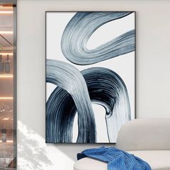 Tranh Treo Tường Trừu Tượng Dãy Lụa Sáng Màu Xanh