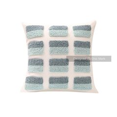 Vỏ Gối Tựa Lưng Canvas Thêu Nổi Hình Học Xanh Ngọc