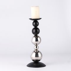 Chân Nến Hình Bóng Tròn Đen Bạc Decor Bàn Tiệc Sang Trọng