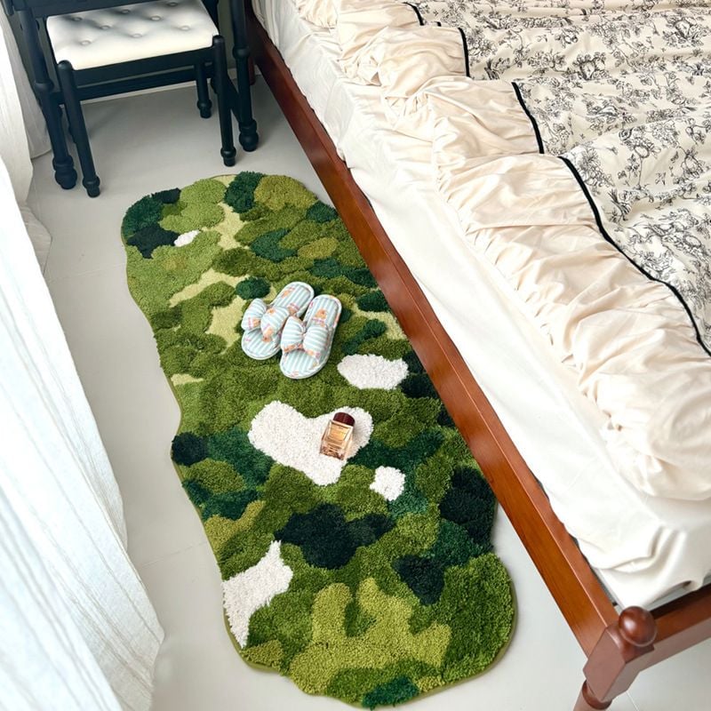 Thảm Chân Giường Lông Dài Dệt Nổi 3D Hình Rừng Xanh