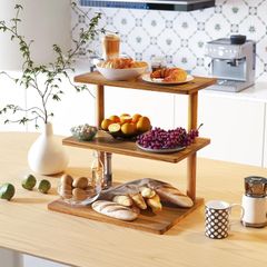 Khay Gỗ 3 Tầng Có Giá Đỡ Trang Trí Món Tráng Miệng Bàn Tiệc Đồ Dùng
