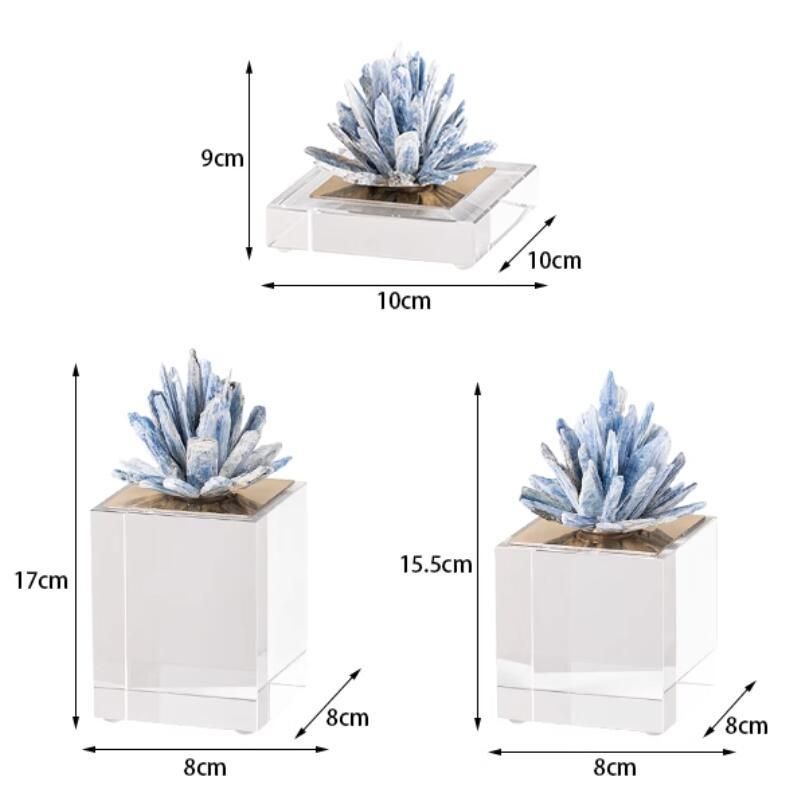 Tượng Pha Lê Decor Phối Thạch Ánh Xanh Sang Trọng