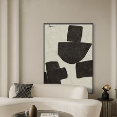Tranh Treo Tường Trừu Tượng Vệt Khối Đen Wabi Sabi