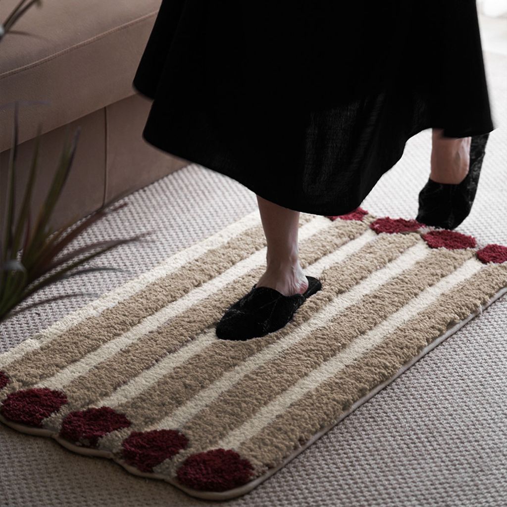 Thảm Lau Chân Dệt Lông Siêu Thấm Decor Các Vị Trí Trong Nhà Sọc Nâu