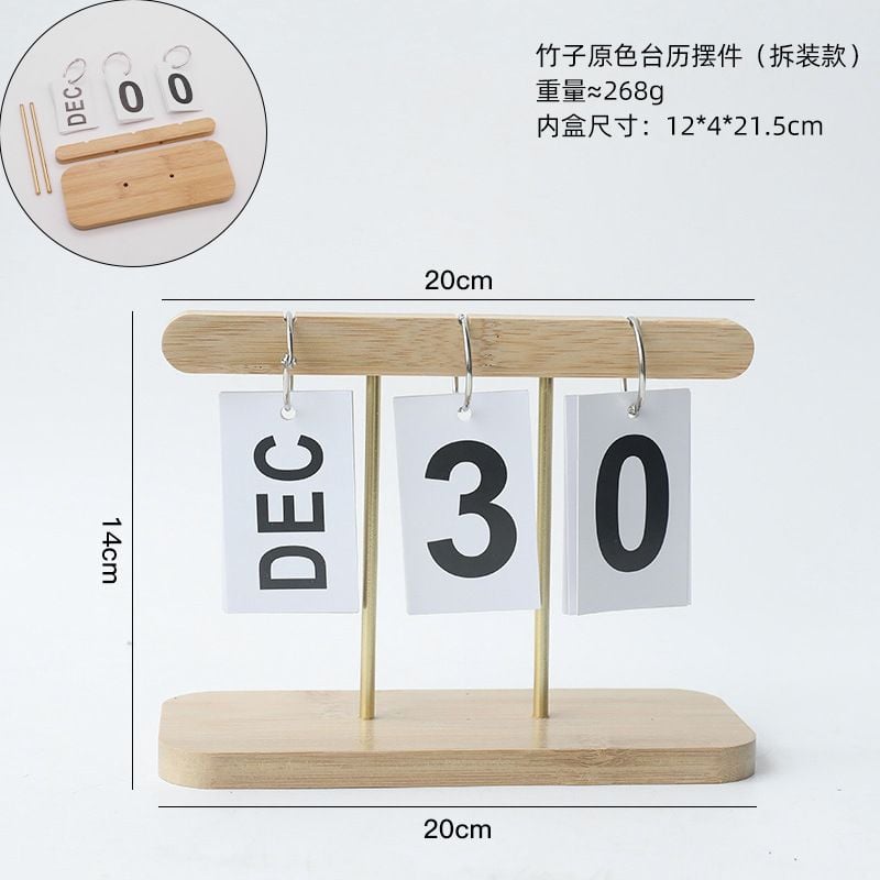 Lịch Decor Ngày Tháng Tự Lật Bằng Gỗ