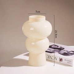 Bình Hoa Thủy Tinh Phong Cách Retro Trắng Kem