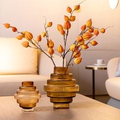 Bình Hoa Thủy Tinh Nâu Phong Cách Tháp Tầng