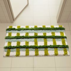 Thảm Lau Chân Dệt Lông Siêu Thấm Decor Các Vị Trí Trong Nhà Xanh Caro