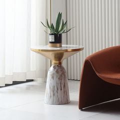 Bàn Trà Side Table Bàn Nhỏ Góc Phòng Hiện Đại Kiểu Ý Trụ Đá