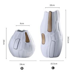 Bình Hoa Gốm Trắng Nghệ Thuật Điêu Khắc Nổi Thân Bình Cao Cấp