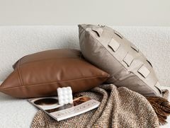 Vỏ Gối Tựa Trang Trí Sofa Da Nâu Phối Màu Wabi Sabi