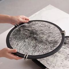 Khay Gỗ Tròn Óc Chó Lót Lông Ngựa Sang Trọng