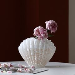 Bình Hoa Thủy Tinh Dáng Vỏ Sò Phong Cách Pháp Sang Trọng