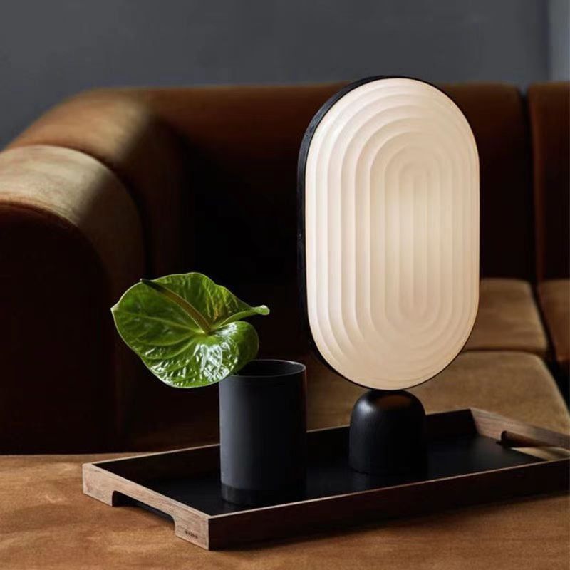 Đèn Bàn Bầu Dục Hình Sọc Gợn Sóng Bắc Âu