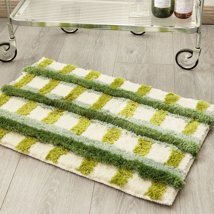 Thảm Lau Chân Dệt Lông Siêu Thấm Decor Các Vị Trí Trong Nhà Xanh Caro
