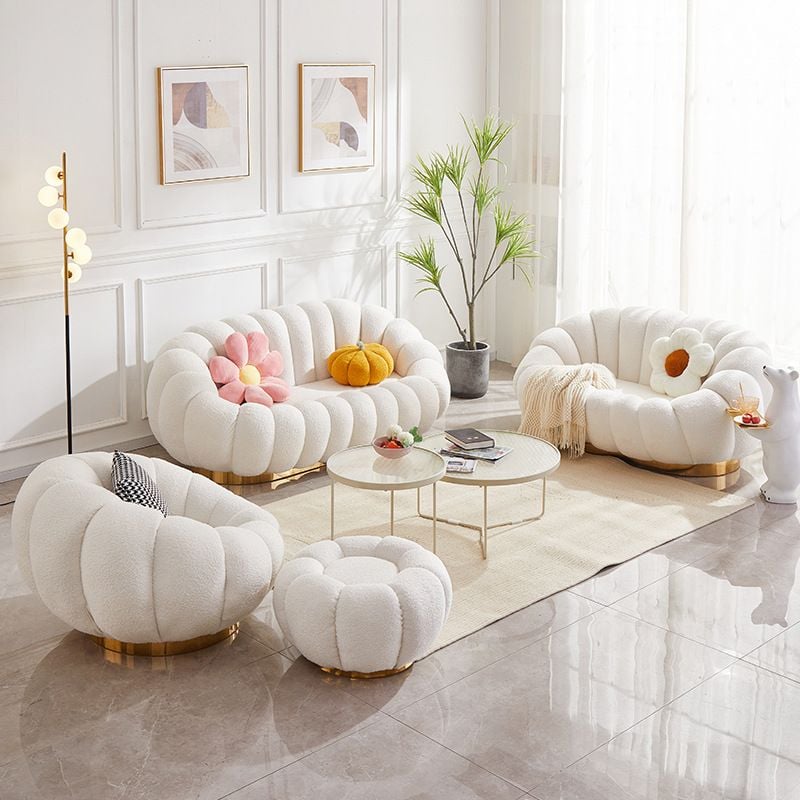 Ghế Sofa Phòng Khách Hình Trái Bí Lông Cừu Mềm Mại