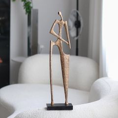 Tượng Decor Lớn Metal Hình Người Trừu Tượng Vàng