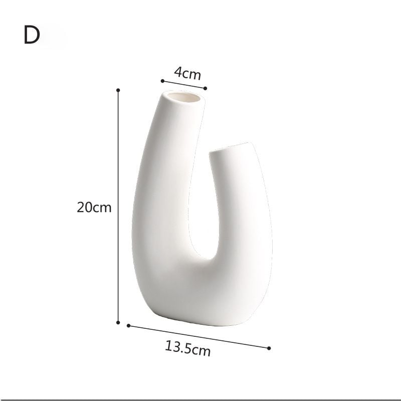 Bình Gốm Trắng Wabi Sabi Tạo Dáng Cách Điệu Decor Hoa Khô