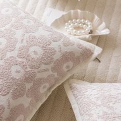 Vỏ Gối Tựa Lưng Dệt Nổi Hoa Be Hồng Nữ Tính