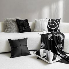 Vỏ Gối Tựa Lưng Sofa Phong Cách Retro Hiện Đại Đen Trắng