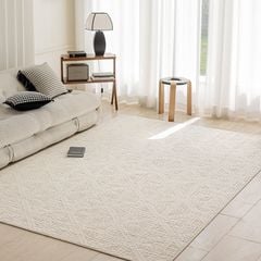 Thảm Trải Sàn Màu Trắng Bắc Âu Sợi Dệt Nổi Tam Giác Chống Thấm