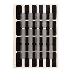 Thảm Lông Sợi Ngắn Alice Họa Tiết Hình Học Đen Trắng Chữ Nhật