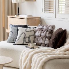 Vỏ Gối Tựa Lưng Tông Nâu Xám Trầm Hiện Đại