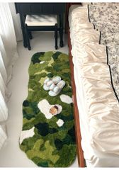 Thảm Chân Giường Lông Dài Dệt Nổi 3D Hình Rừng Xanh