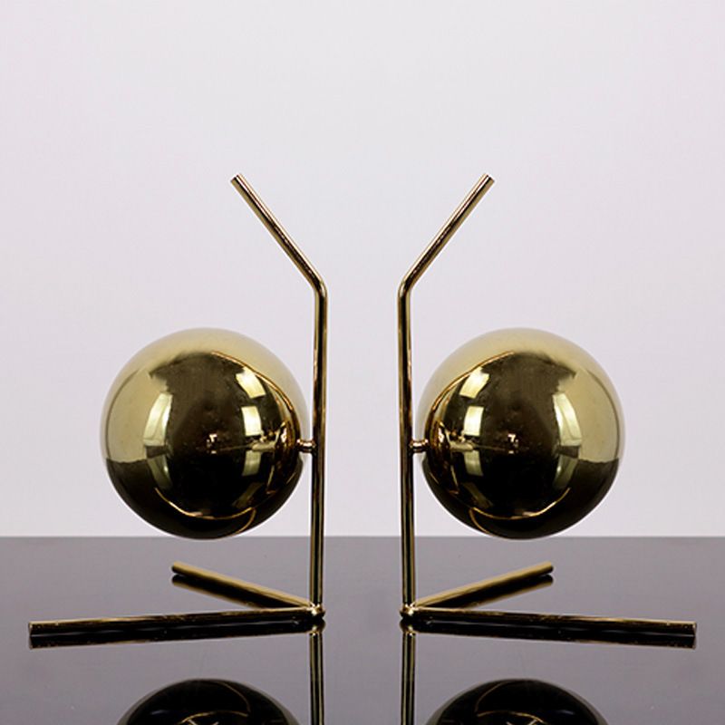 Chặn Sách Hình Khối Tròn Đối Xứng Kim Loại Vàng