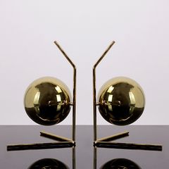 Chặn Sách Hình Khối Tròn Đối Xứng Kim Loại Vàng