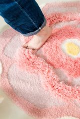 Thảm Lau Chân Hình Tròn Hoa Hồng Dệt Nổi Sáng Tạo