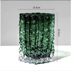 Bình Hoa Thủy Tinh Vuông Vân Sông Băng